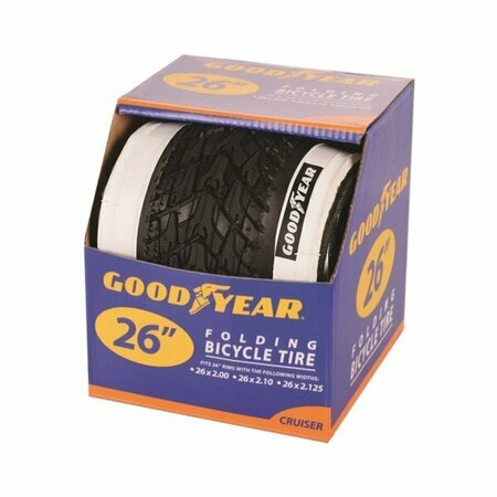 GOODYEAR KENT Cruiser Tire, Folding, White, For: 26 x 2 to 2.10 to 2-1/8 in Rim 91061